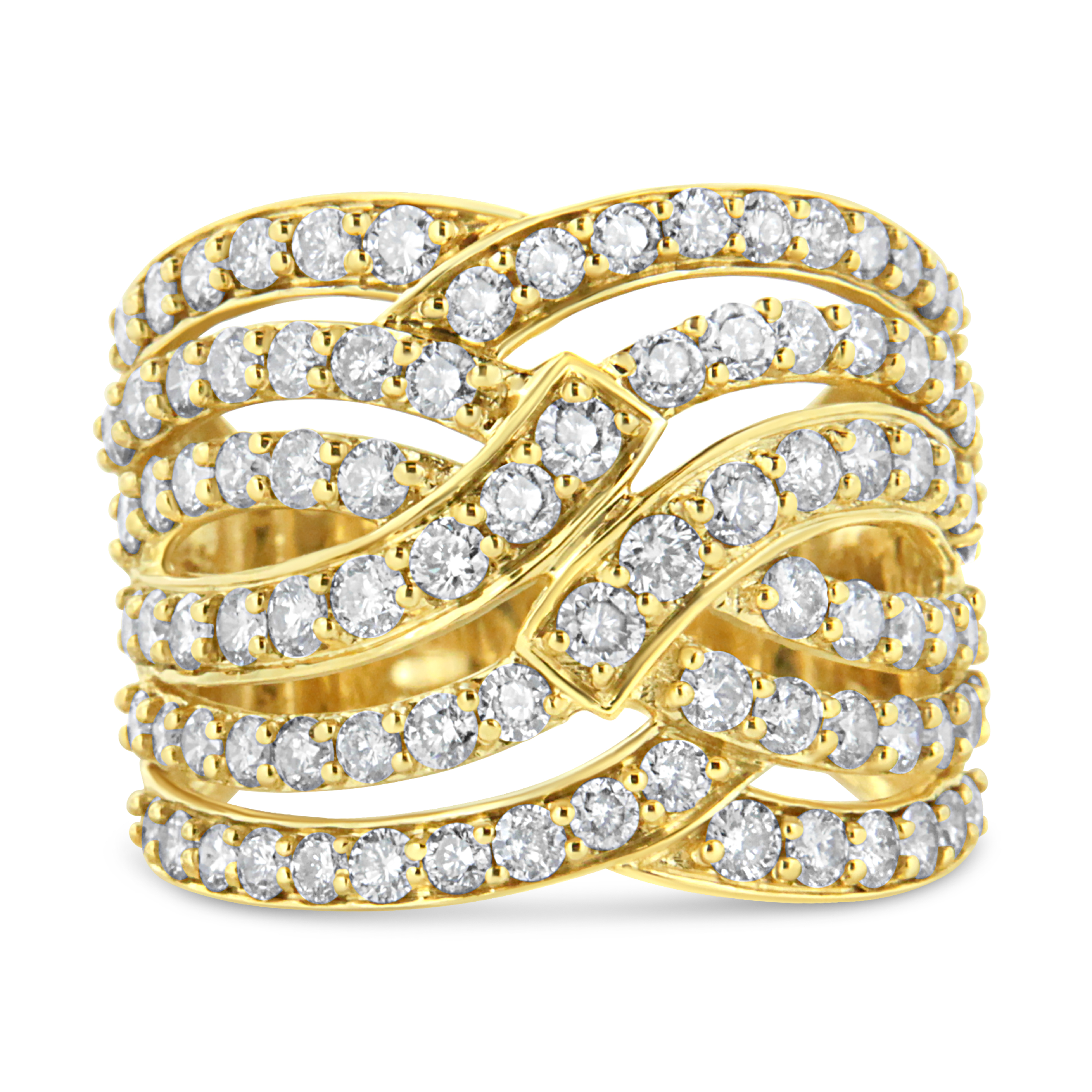 10k Yellow Gold 3.00 Cttw Diamond Multi Row